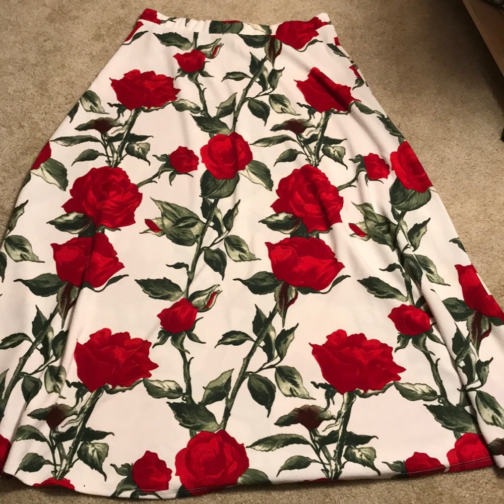 Red rose maxi skirt